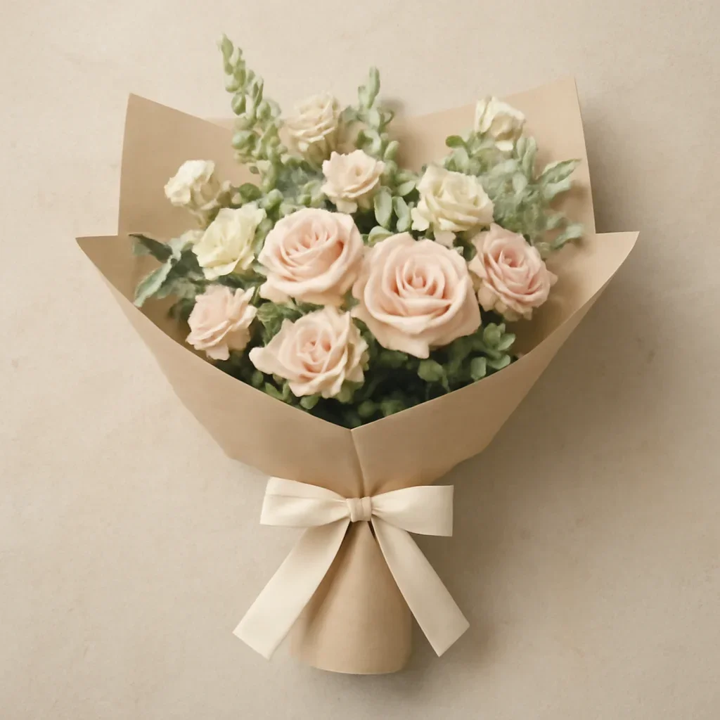 Thoughtful floral arrangement wrapped and ready to order