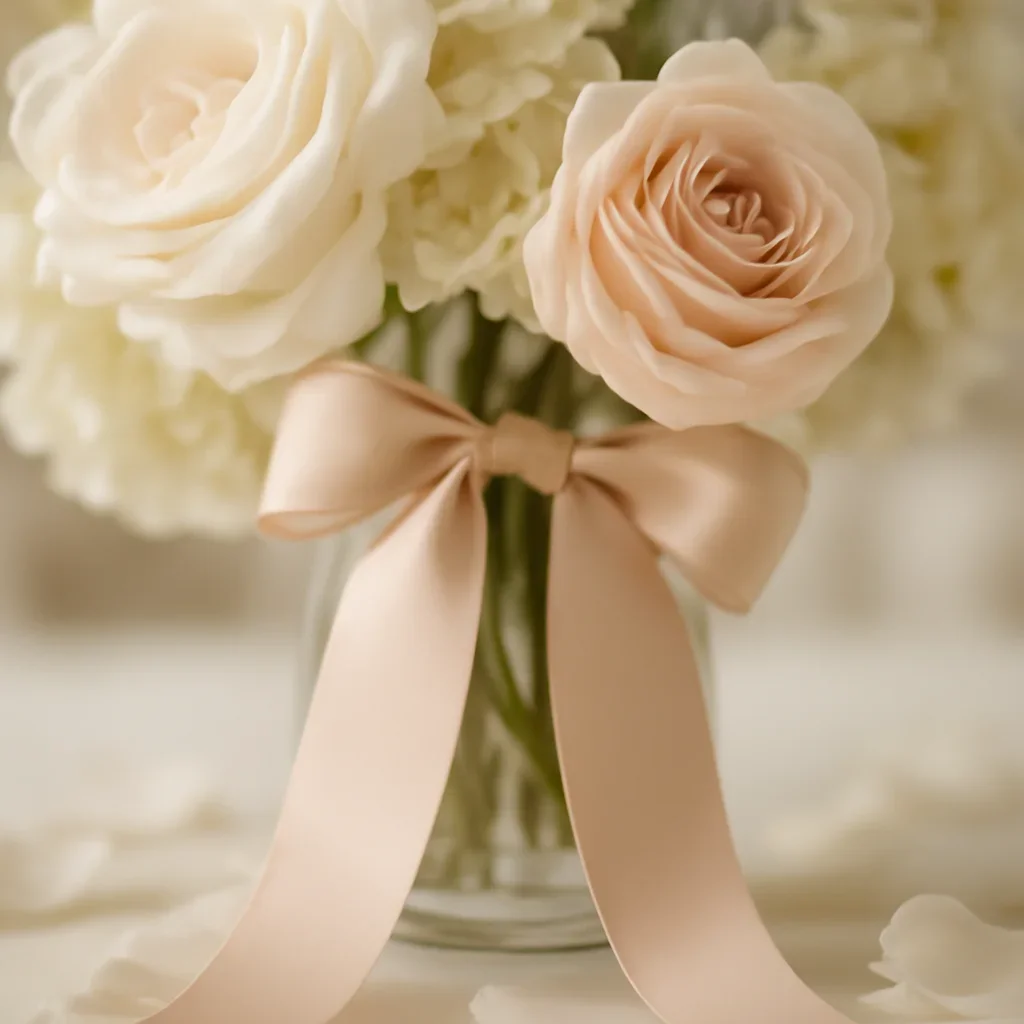 Close-up floral textures and finishing details for wedding centerpieces