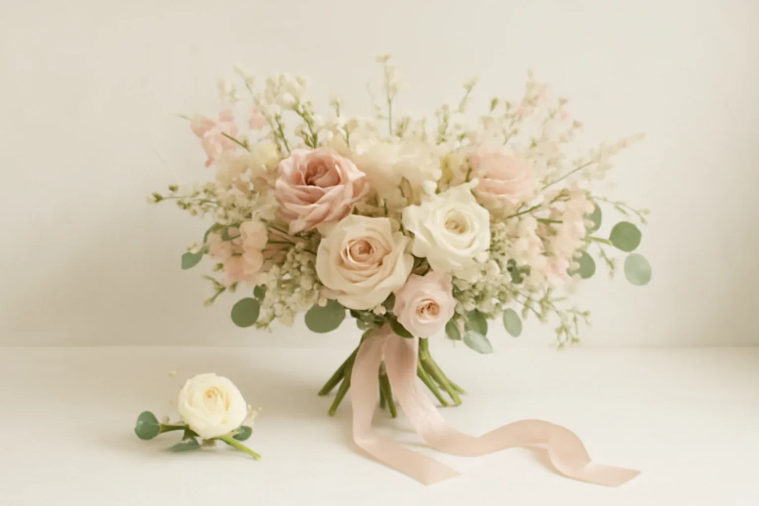 Handcrafted floral design representing wedding flowers