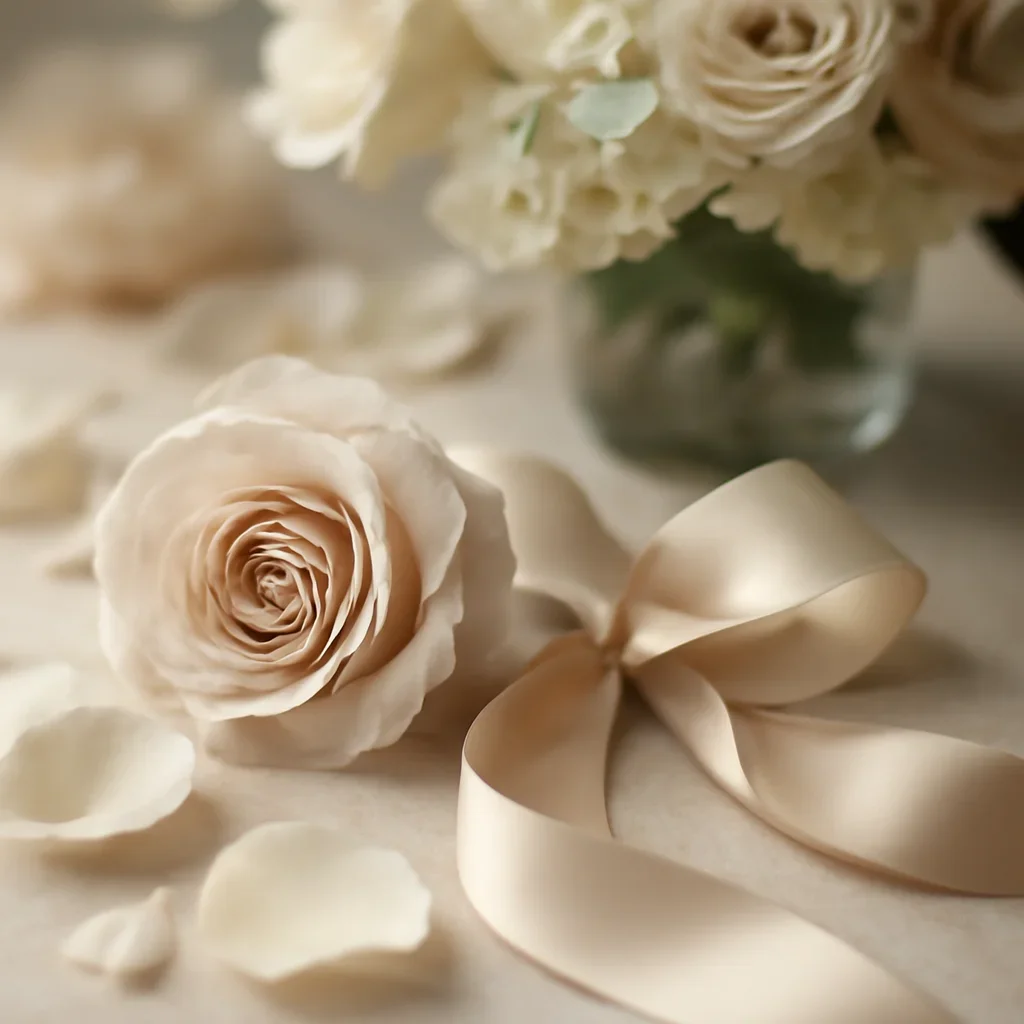 Close-up floral textures and finishing details for wedding packages